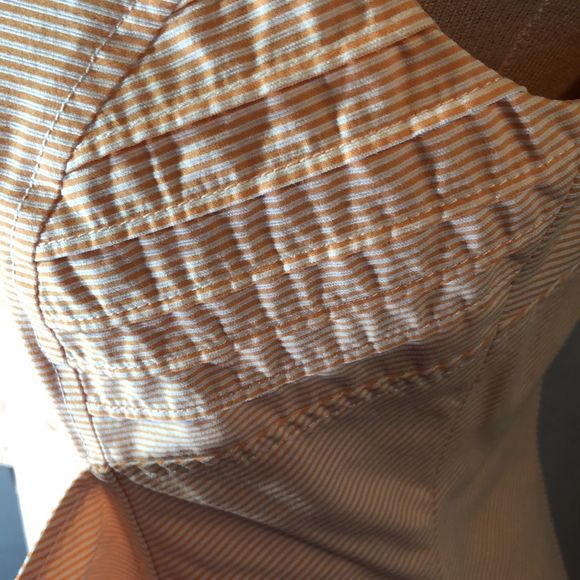 Antonio Melani sz 6 orange and white pinstripe dress/fully lined/exposed zipper - Picture 7 of 16